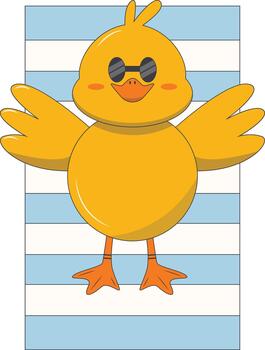 Little Duck Character in Relaxation Pose vector