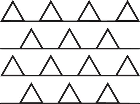 Four rows of simple black outline triangles on white background vector