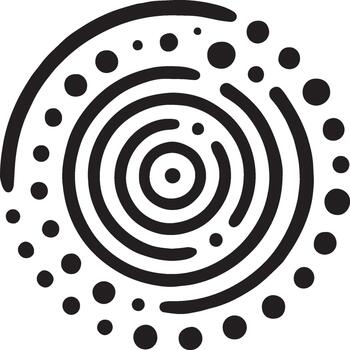 Abstract spiral design with concentric circles and scattered dots vector