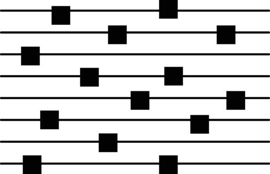 Abstract black squares on horizontal white lines pattern vector