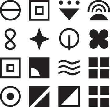 Collection of abstract geometric symbols and icons vector
