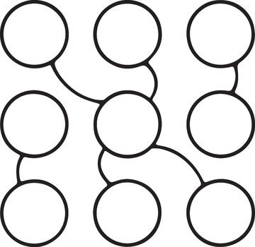 Abstract network of connected circles in a grid formation vector