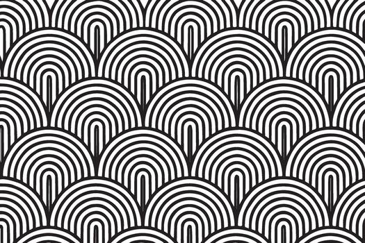 Art deco style geometric pattern with repeating arches vector