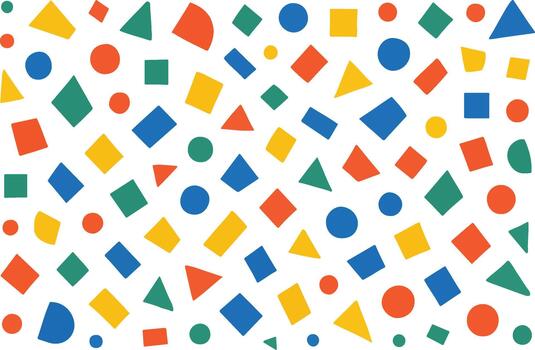 Colorful geometric shapes scattered on a white background vector