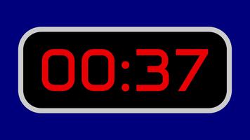 40 andra nedräkning timer digital med ljus röd tal på en svart visa och blå bakgrund lämplig för redigering, presentationer, tavlan grafik, och digital visa animationer video
