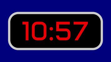 nedräkning timer från 11 minut till 10 minut digital med ljus röd tal på en svart visa och blå bakgrund video