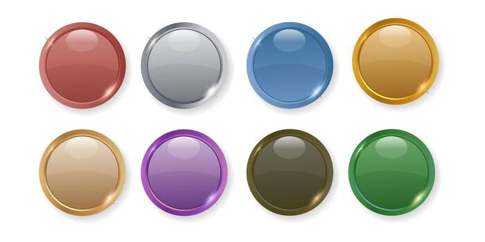 Colorful Glossy Blank Circular Badges Web Design Elements vector