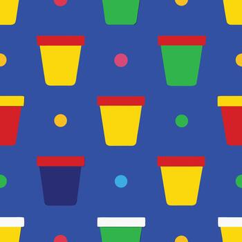 a colorful pattern with cups and polka dots vector