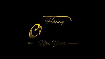 skinande gyllene kursiv kinesisk ny år hälsning på en mörk bakgrund, terar elegant metallisk text och en festlig, raffinerad design med riklig kopia Plats. video