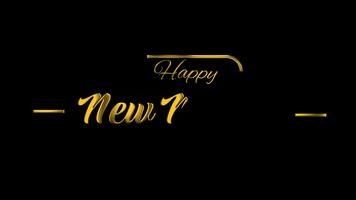 elegant gyllene kursiv ny månad hälsning visas på en mörk bakgrund, terar skinande metallisk text och en rena fest stil med generös kopia Plats. video
