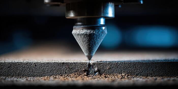 Advanced laser cutting tool in action at a workshop focusing on precise engraving and fabrication techniques photo