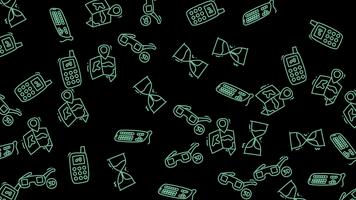 retro tech och tid en nostalgisk mönster animation. video