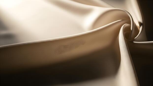 Soft luxurious cream fabric forms graceful folds and curves creating an elegant abstract background. photo