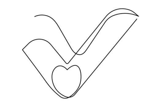 Minimalist style check mark illustration continuous line drawing approval vector