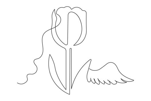 Minimalist tulip continuous line drawing icon symbol isolate design element vector