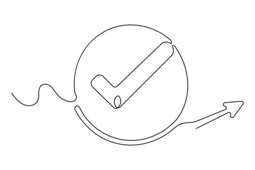 Success confirm icon continuous outline drawing simple style quality vector