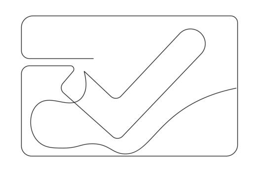 Yes correct mark simple outline single line art illustration isolated vector