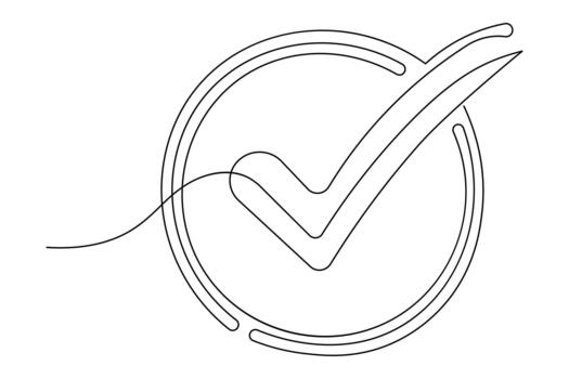 Confirm approval mark continuous outline drawing simple style done vector