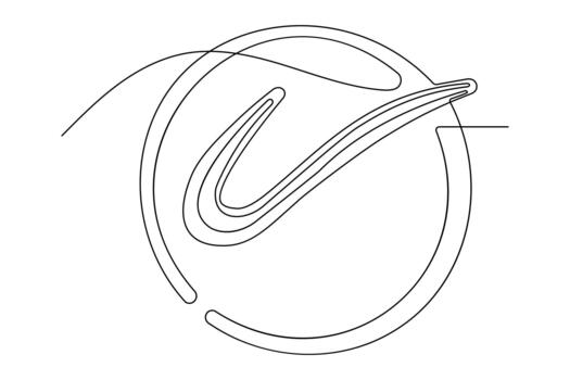 Check mark icon continuous line drawing minimalist style isolate outline vector
