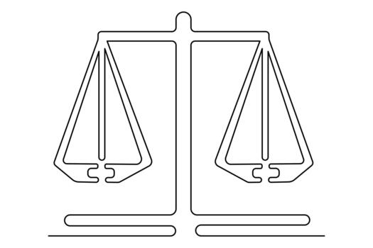 Minimalist legal scale continuous line drawing icon symbol isolate design vector