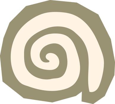 Abstract spiral swirl or snail shell shape beige and sage green boho element for decoration vector