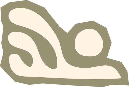 Abstract organic wave form or reclining figure shape beige and sage green boho element vector