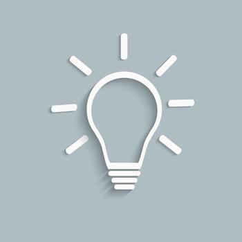 A light bulb for a business idea, brainstorming session, or electrical engineering concept. A paper light bulb on a gray vector