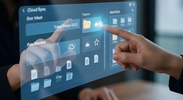 Cloud Sync Organizing Digital Files with Touchscreen Technology for Efficient File Management photo
