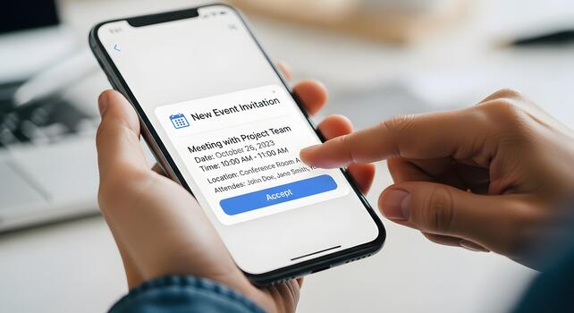 User accepting a new event invitation on a smartphone notification photo