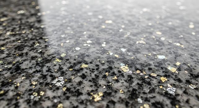 Close-up View of a Sparkling Granite Surface Texture, Details, and Reflective Elements photo