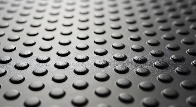 Detailed close-up of a dark textured surface featuring a uniform array of raised circular bumps, creating a tactile and industrial-inspired abstract pattern with subtle reflections photo