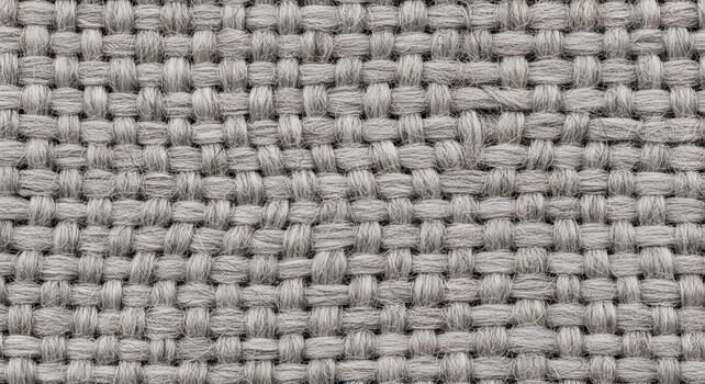 Close-up Macro Shot of a Textured Gray Woven Fabric, Showing Intricate Thread Details and a Repeating Pattern for Background Use photo