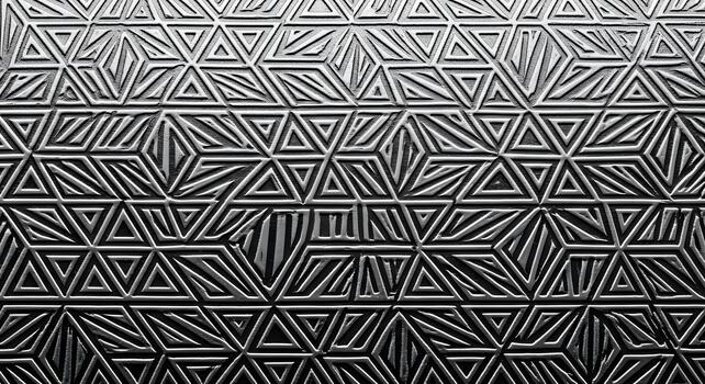 Intricate dark geometric texture background featuring complex triangular patterns and etched lines, creating a striking abstract relief surface ideal for modern design concepts photo