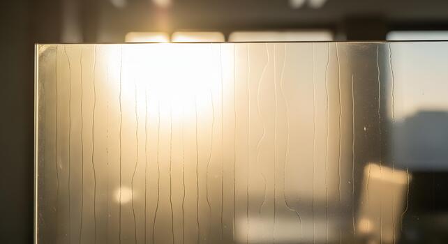 Sunlight filtering through a glass surface with a textured pattern photo