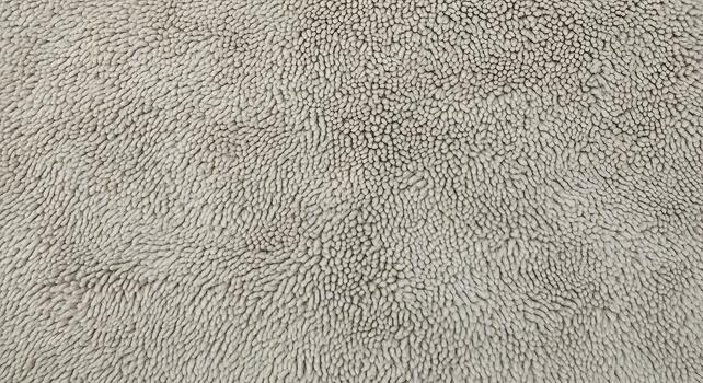 Close-up, detailed view of a light grey shaggy carpet texture, showcasing its soft and dense fibers creating a warm and inviting surface photo