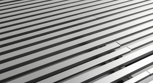 Abstract pattern of parallel metallic slats creating a modern geometric texture with subtle light and shadow variations, ideal for contemporary design backgrounds and surfaces photo
