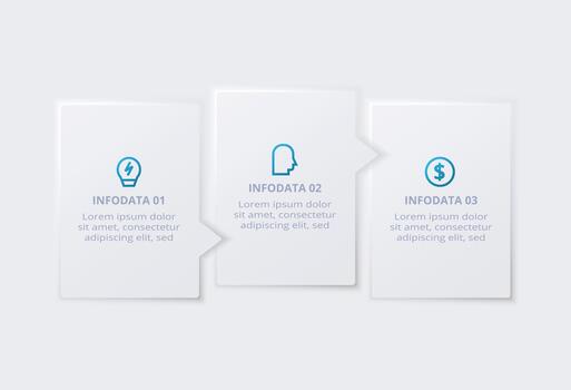 Neumorphic infographic with 3 steps. flowchart infographic. vector