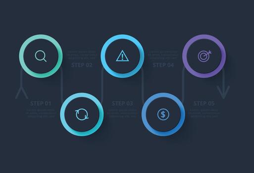 Creative infographic with 5 steps, options, parts or processes. Business data visualization. vector