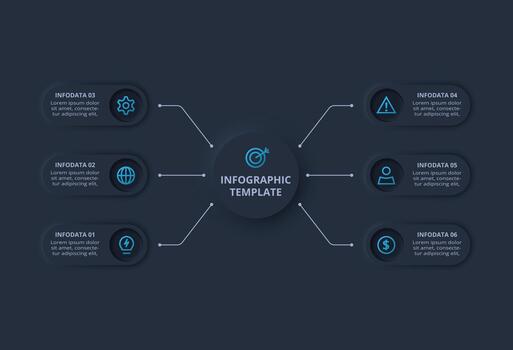 negocio datos visualización. flujo de trabajo infografía con 6 6 pasos, procesos. vector