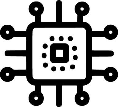 Outline Simple Microchip Technology Central Processing Unit Processor Icon vector