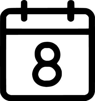 Simple Outline Calendar Date Eight Icon for Planning and Scheduling vector