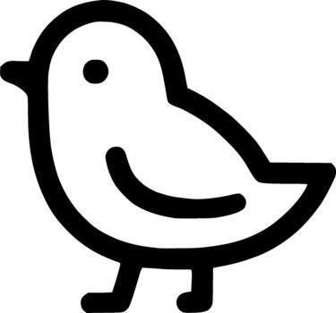 Simple Line Art Little Bird Icon Shape Design Element vector