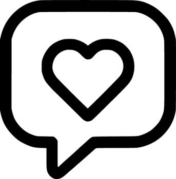 Simple Line Style Heart in Chat Bubble Notification Icon Symbol vector