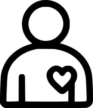 Simple Outline Person with Heart Shape Symbol on Chest Icon Design vector