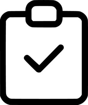 sencillo contorno portapapeles marca de verificación hecho tarea firmar forma icono vector