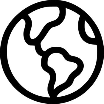 sencillo contorno globo tierra planeta navegación viaje ubicación icono vector