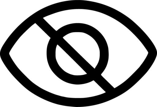 Simple Line Eye with Slash Not Visible Icon Symbol Design vector