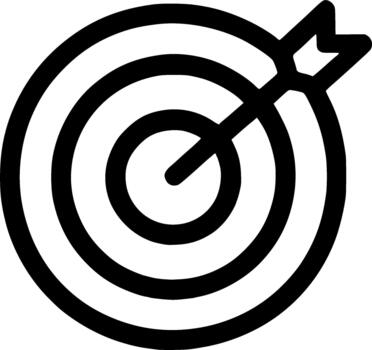 Simple Lineart Circle Target with Arrow Bullseye Game Icon vector