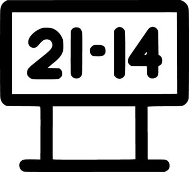 sencillo línea estilo marcador con números mostrando partido resultado icono vector