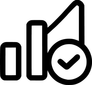 Simple Outline Sound Graph Checkmark Icon Signal Amplification Symbol vector